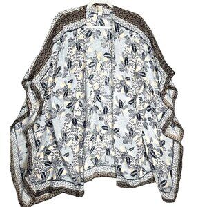 Japna With‎ Love Kimono One Size Duster Cover Up Boho Gypsy Festival Beach Blue